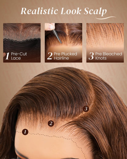 Arabella 13x6 HD Lace Body Wave Glueless Wigs Human Hiar Pre Plucked Pre Cut 210% Density Ear to Ear Full Lace Closure Wear and Go Wig Pre Everything Bleached Knots 20 inches