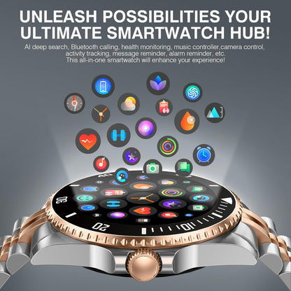 2025 DA GPT Smart Watch for Men with Bluetooth Call, Heart Rate, Blood Pressure, SpO2, Sleep Monitor, 107 Sports Modes, Waterproof Round Watch, 1.19-inch AMOLED Display, Compatible Android and iOS