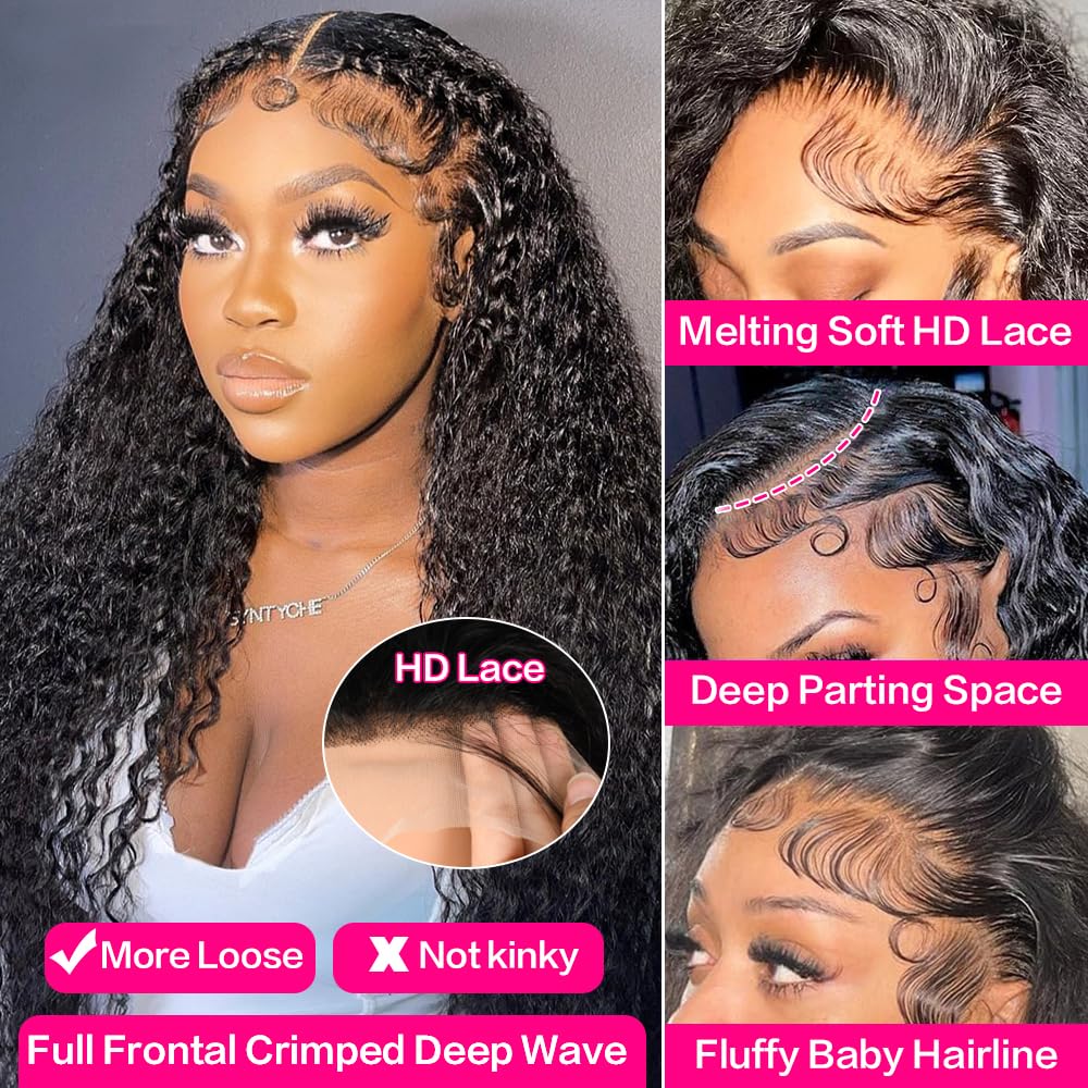 30 Inch Deep Wave Lace Front Wig – 13x6 HD Transparent, 200% Density Human Hair, Pre-Plucked Glueless Water Wave Wig