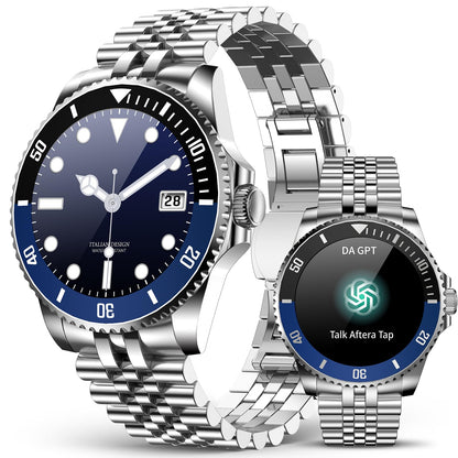 2025 DA GPT Smart Watch for Men with Bluetooth Call, Heart Rate, Blood Pressure, SpO2, Sleep Monitor, 107 Sports Modes, Waterproof Round Watch, 1.19-inch AMOLED Display, Compatible Android and iOS