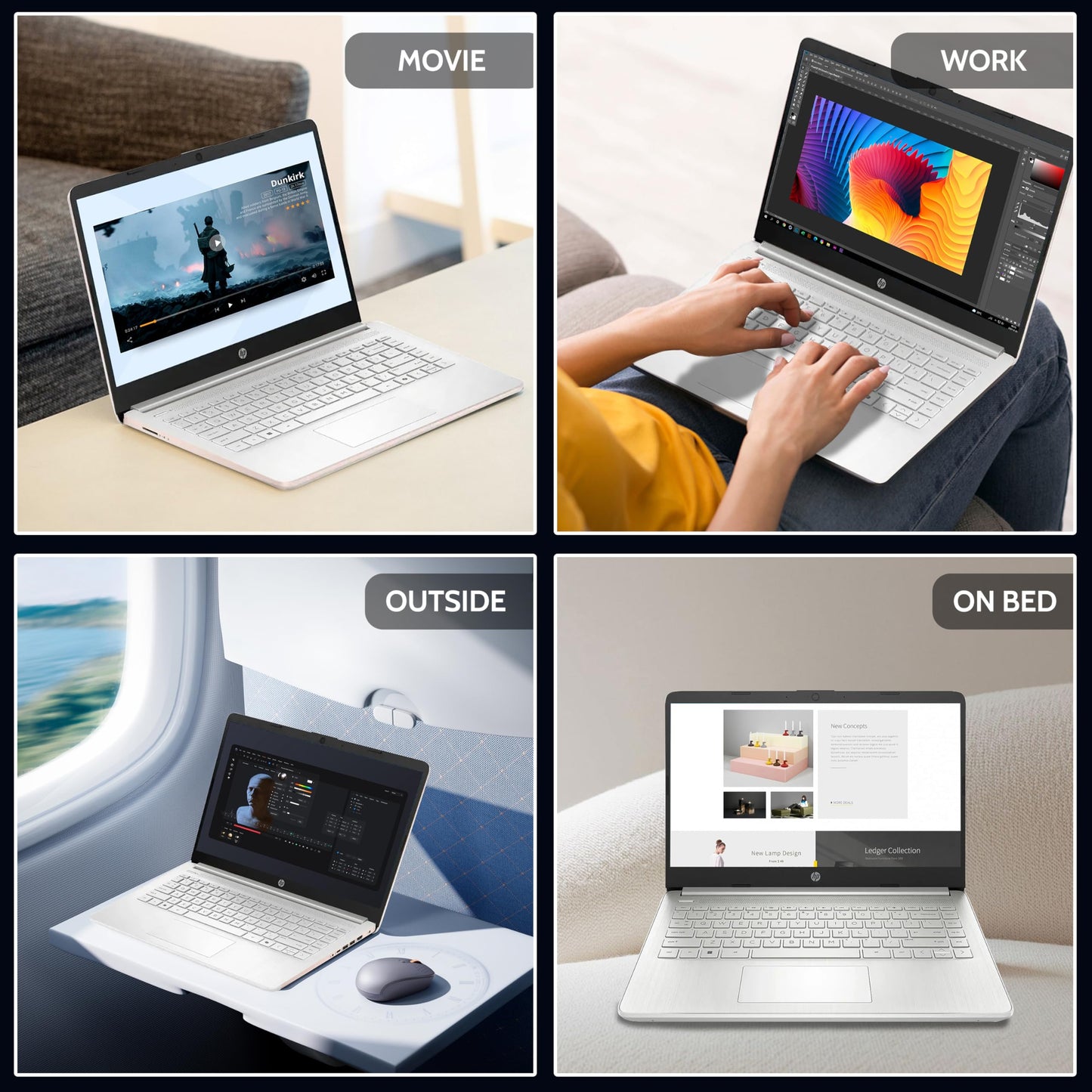HP 14" Laptop Computer for Home Business Student, 1-Year Office365, 16GB RAM, 384GB Storage (128GB UFS + 256GB MSD), Intel N150 CPU (Beats N4120), WiFi 6, BT 5.4, Windows 11 Pro S, Silver, Wendbo