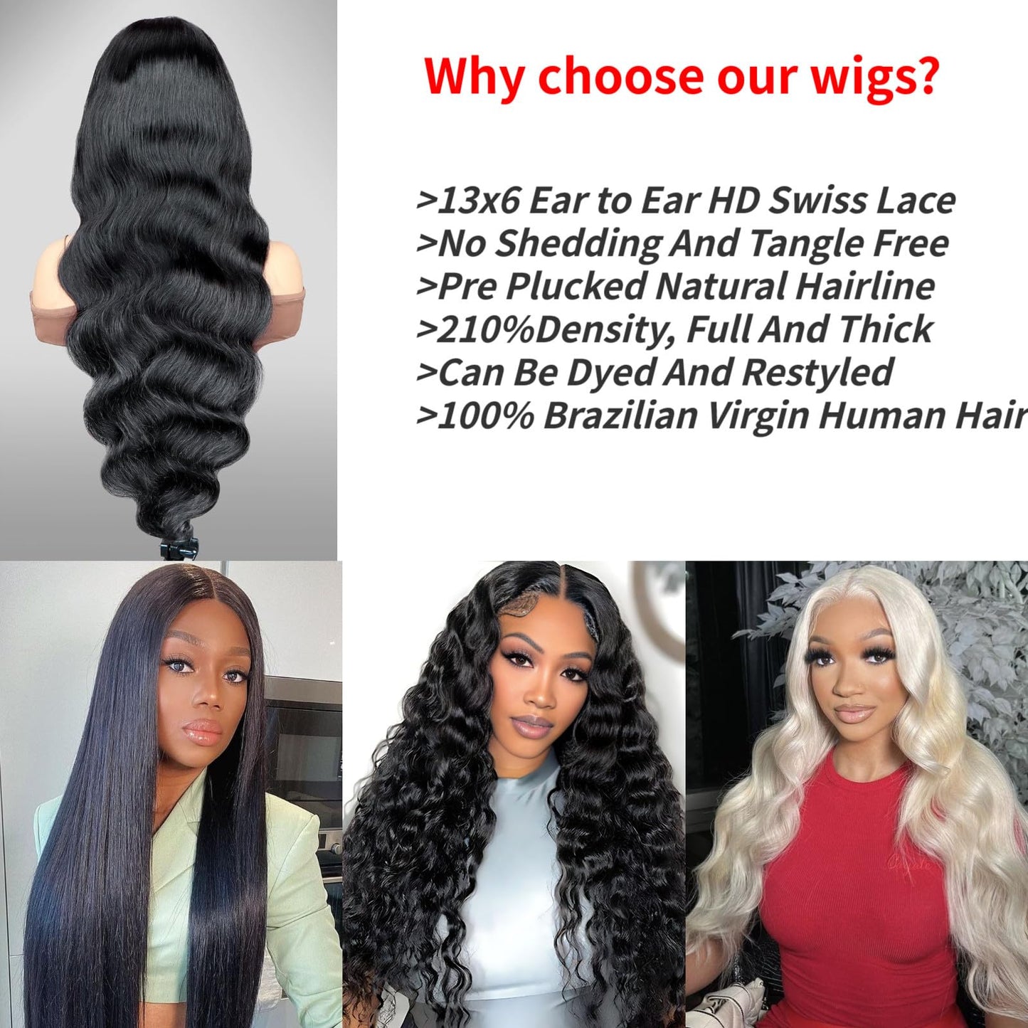 30 Inch Deep Wave Lace Front Wig – 13x6 HD Transparent, 200% Density Human Hair, Pre-Plucked Glueless Water Wave Wig