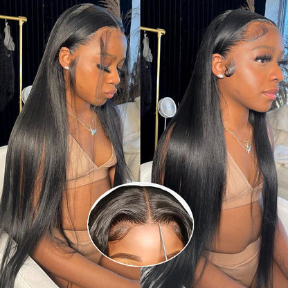 30 Inch 5x5 HD Lace Closure Wigs Human Hair 220 Density Wear and Go Glueless Wigs Human Hair Pre Plucked Pre Cut with Baby Hair Bleached Knots 12A Ready to Wear Straight Wigs for Beginners