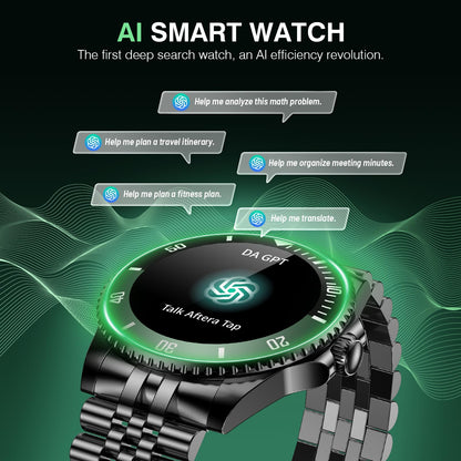 2025 DA GPT Smart Watch with Bluetooth Call,1.19-inch AMOLED Display, 24/7 Heart Rate, Blood Oxygen, Blood Pressure, Sleep Monitor, 107 Sports Fitness Tracker, Compatible Android and iOS Silver Gold