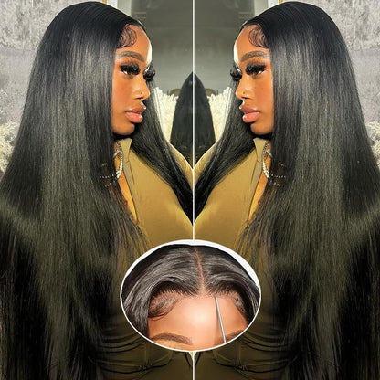 30 Inch 5x5 HD Lace Closure Wigs Human Hair 220 Density Wear and Go Glueless Wigs Human Hair Pre Plucked Pre Cut with Baby Hair Bleached Knots 12A Ready to Wear Straight Wigs for Beginners