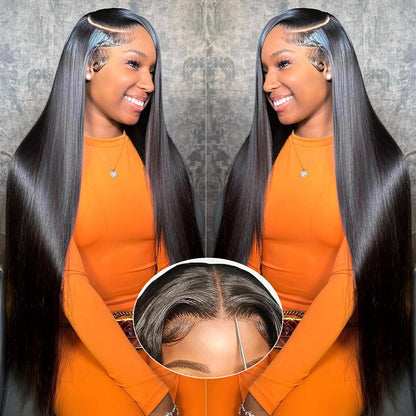 30 Inch 5x5 HD Lace Closure Wigs Human Hair 220 Density Wear and Go Glueless Wigs Human Hair Pre Plucked Pre Cut with Baby Hair Bleached Knots 12A Ready to Wear Straight Wigs for Beginners