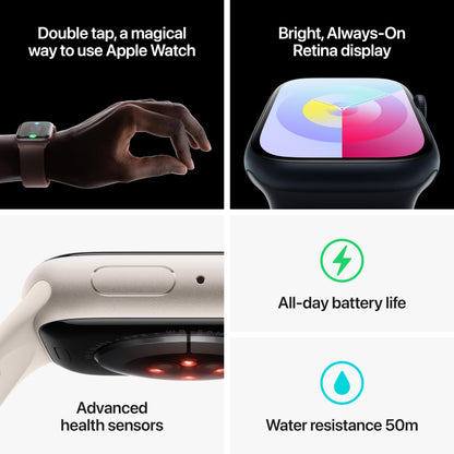 Apple Watch Series 9 [GPS 45mm] Midnight Aluminum Case with Midnight Sport Band, S/M (Renewed)