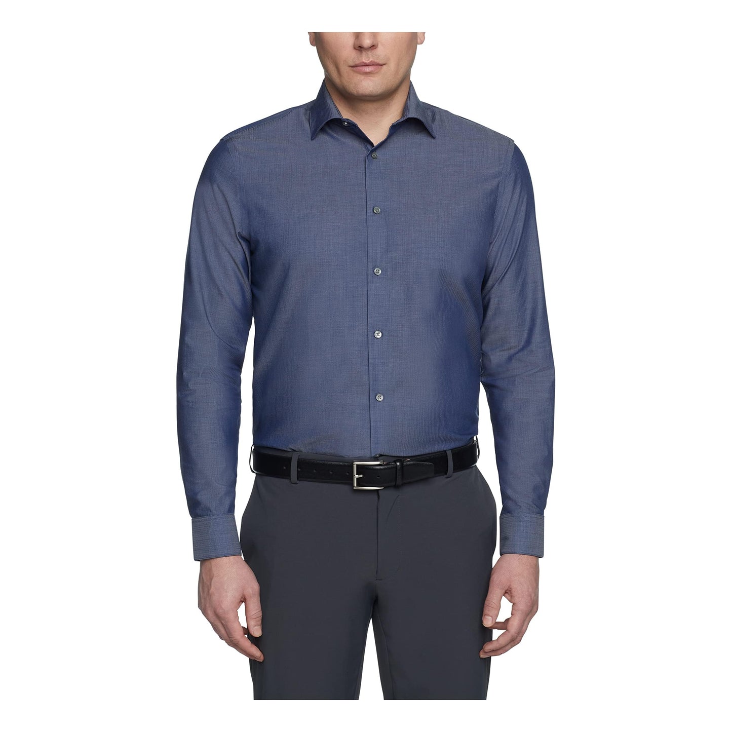 Calvin Klein Men's Dress Shirt Regular Fit Non Iron Herringbone