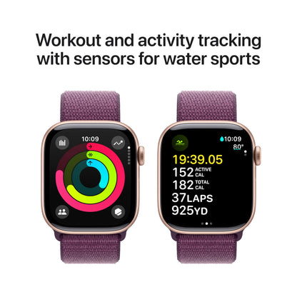 Apple Watch Series 10 [GPS 42mm case] Smartwatch with Jet Black Aluminium Case with Black Sport Band - S/M. Fitness Tracker, ECG App, Always-On Retina Display, Water Resistant