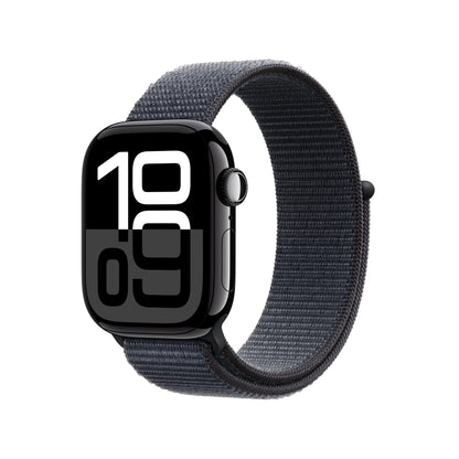 Apple Watch Series 10 [GPS 42mm case] Smartwatch with Jet Black Aluminium Case with Black Sport Band - S/M. Fitness Tracker, ECG App, Always-On Retina Display, Water Resistant