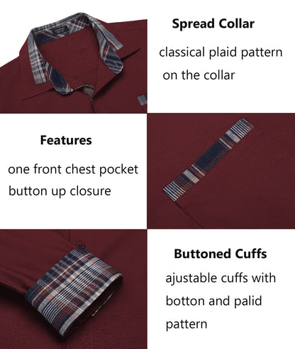 COOFANDY Men's Long Sleeve Dress Shirt Plaid Collar Casual Button Down Shirts