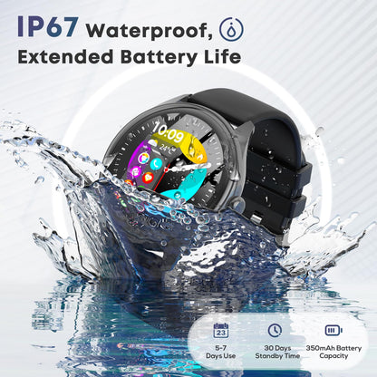 Smart Watches for Women Men, 1.39" HD IPS Touchscreen Smartwatch with 120 Sports Modes, Heart Rate/Sleep Monitor, IP67 Waterproof, Bluetooth Call & Music Control for iPhone/Android (Black)