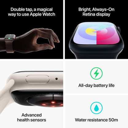 Apple Watch Series 9 [GPS 45mm] Midnight Aluminum Case with Midnight Sport Band, S/M (Renewed)