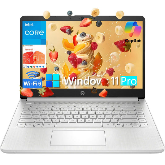 HP 14" Laptop Computer for Home Business Student, 1-Year Office365, 16GB RAM, 384GB Storage (128GB UFS + 256GB MSD), Intel N150 CPU (Beats N4120), WiFi 6, BT 5.4, Windows 11 Pro S, Silver, Wendbo