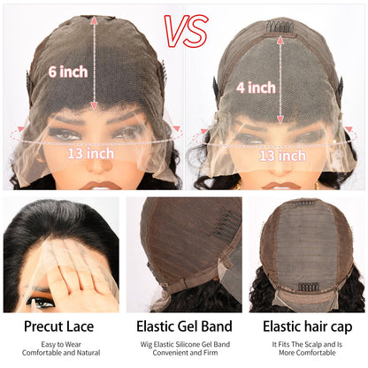 30 Inch Deep Wave Lace Front Wig – 13x6 HD Transparent, 200% Density Human Hair, Pre-Plucked Glueless Water Wave Wig