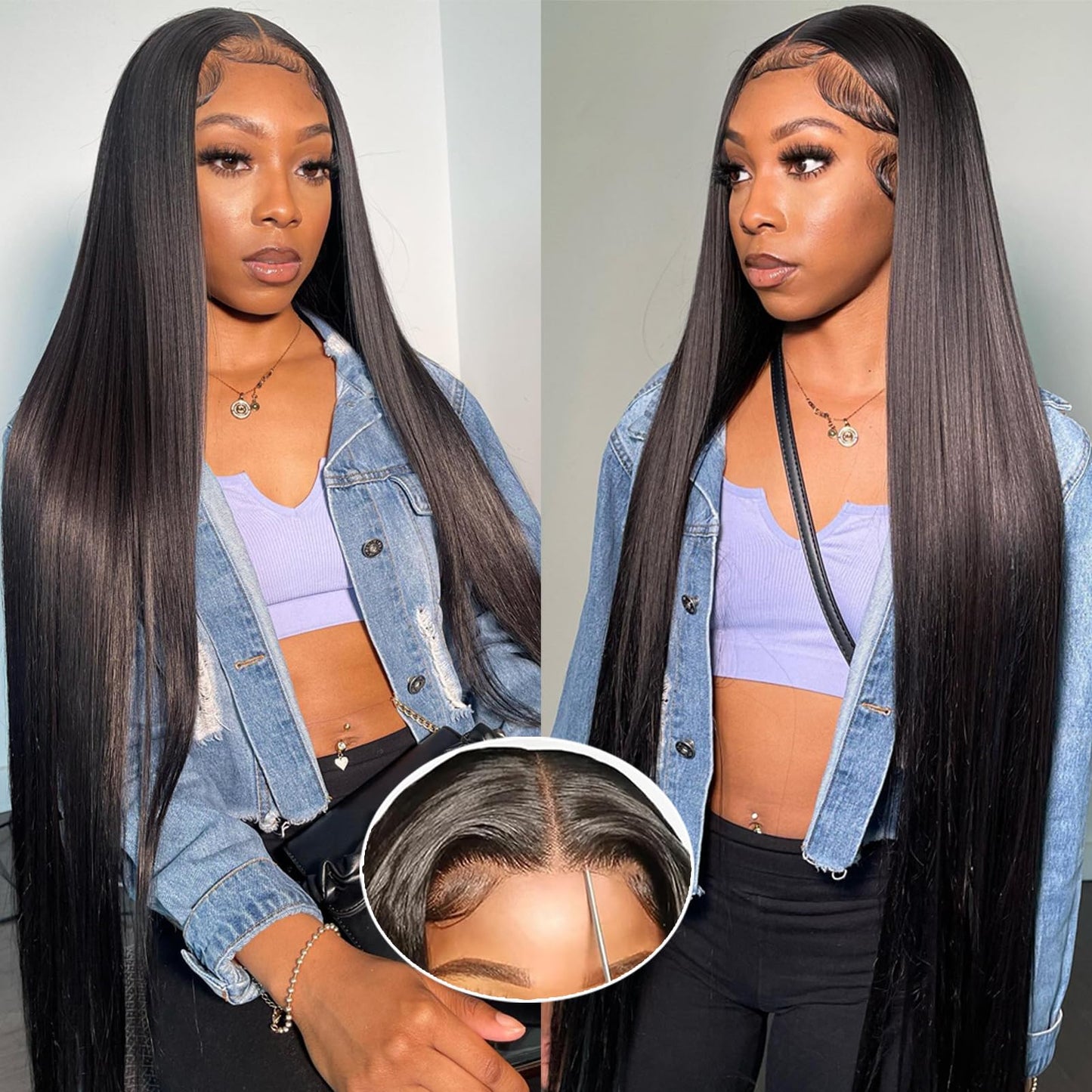 30 Inch 5x5 HD Lace Closure Wigs Human Hair 220 Density Wear and Go Glueless Wigs Human Hair Pre Plucked Pre Cut with Baby Hair Bleached Knots 12A Ready to Wear Straight Wigs for Beginners