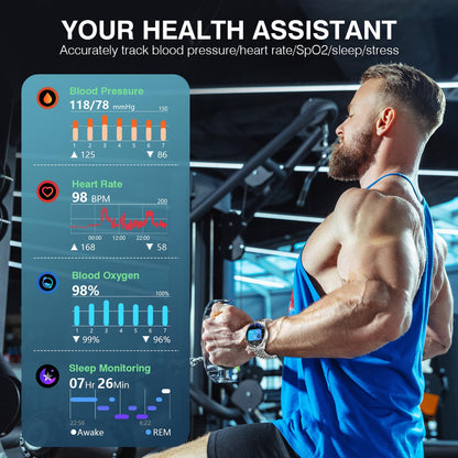 2025 DA GPT Smart Watch with Bluetooth Call,1.19-inch AMOLED Display, 24/7 Heart Rate, Blood Oxygen, Blood Pressure, Sleep Monitor, 107 Sports Fitness Tracker, Compatible Android and iOS Silver Gold
