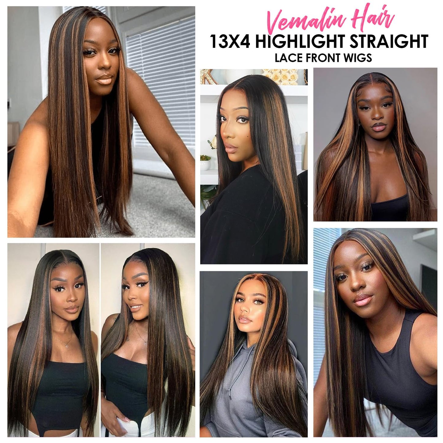Highlight Ombre Lace Front Wig Human Hair Body Wave Lace Front Wigs Human Hair Pre Plucked 13x4 1B/30 Brown Highlight Wig 200 Density Colored 26 Inch Balayage Glueless Wigs for Women