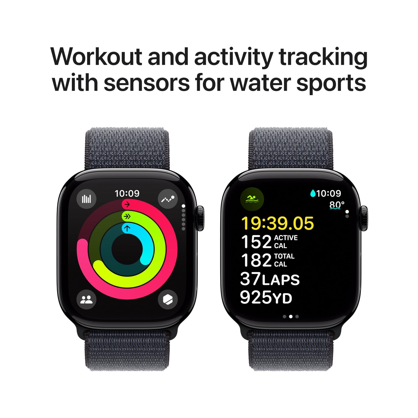 Apple Watch Series 10 [GPS 42mm case] Smartwatch with Jet Black Aluminium Case with Black Sport Band - S/M. Fitness Tracker, ECG App, Always-On Retina Display, Water Resistant