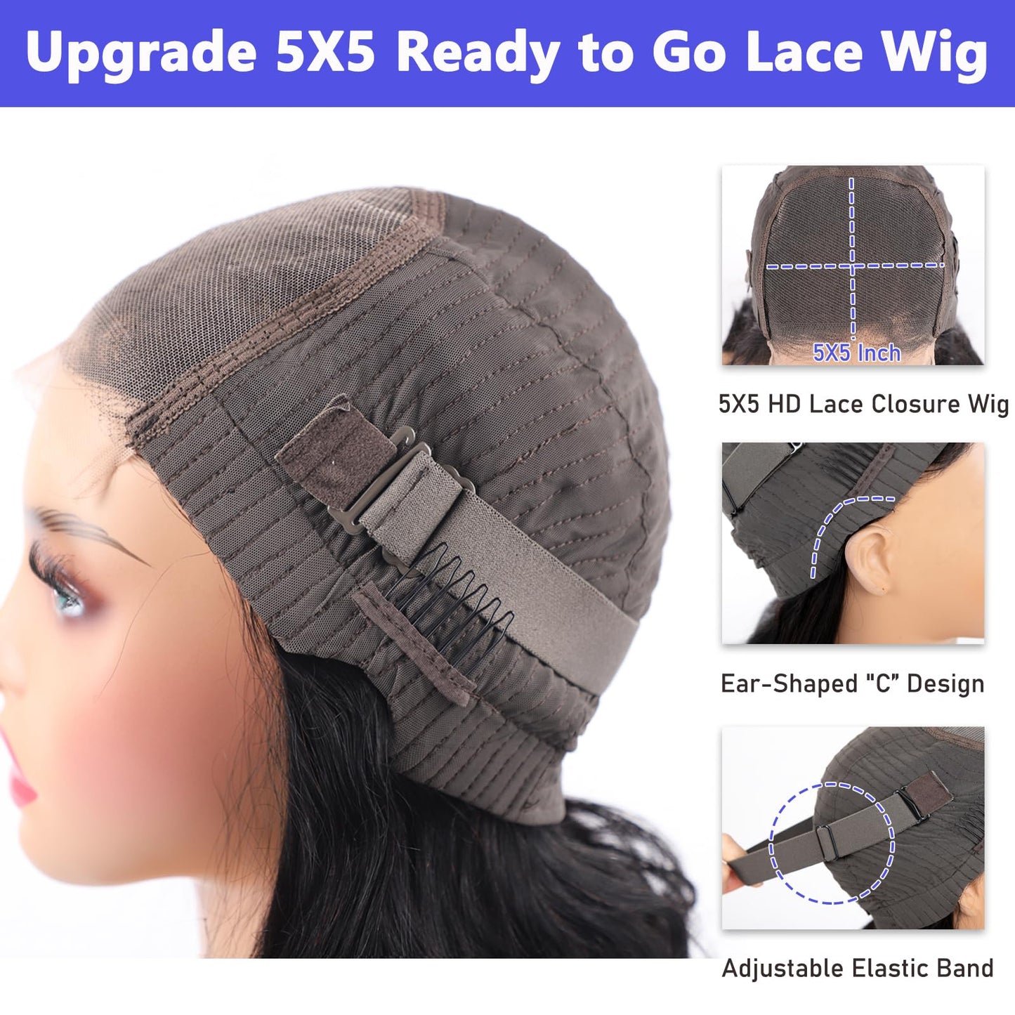 30 Inch 5x5 HD Lace Closure Wigs Human Hair 220 Density Wear and Go Glueless Wigs Human Hair Pre Plucked Pre Cut with Baby Hair Bleached Knots 12A Ready to Wear Straight Wigs for Beginners
