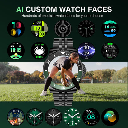 2025 DA GPT Smart Watch for Men with Bluetooth Call, Heart Rate, Blood Pressure, SpO2, Sleep Monitor, 107 Sports Modes, Waterproof Round Watch, 1.19-inch AMOLED Display, Compatible Android and iOS