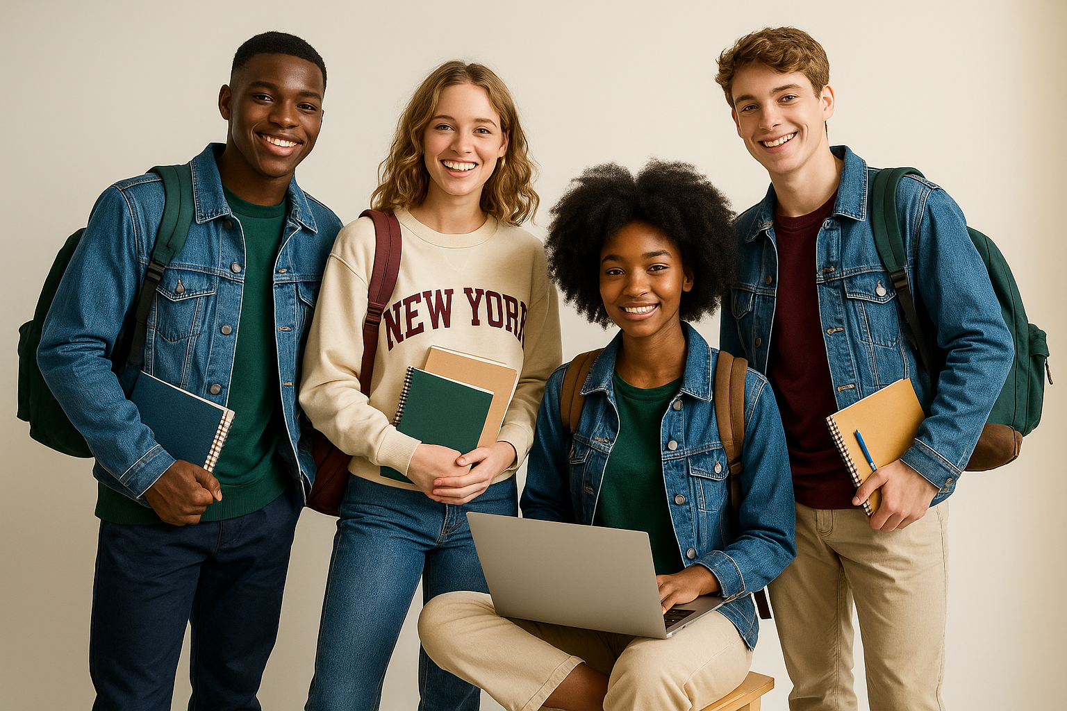 Back to school collection using black and white people in thee photo 